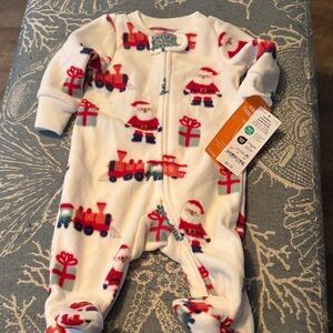 Carter's White and Red Santa Train Footie